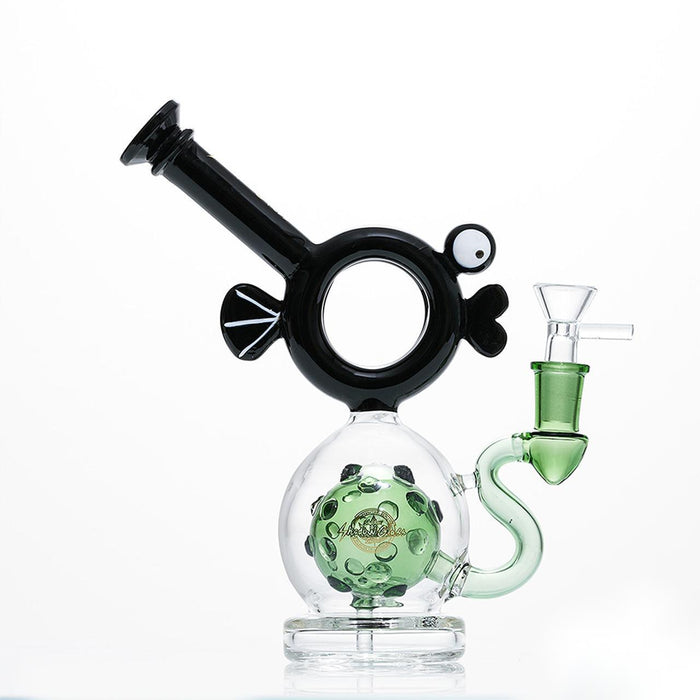 Shadow Glass Water Pipe Fish Head Shape With Swiss Perc