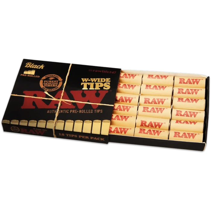 RAW Black W-Wide Pre-Rolled Tips
